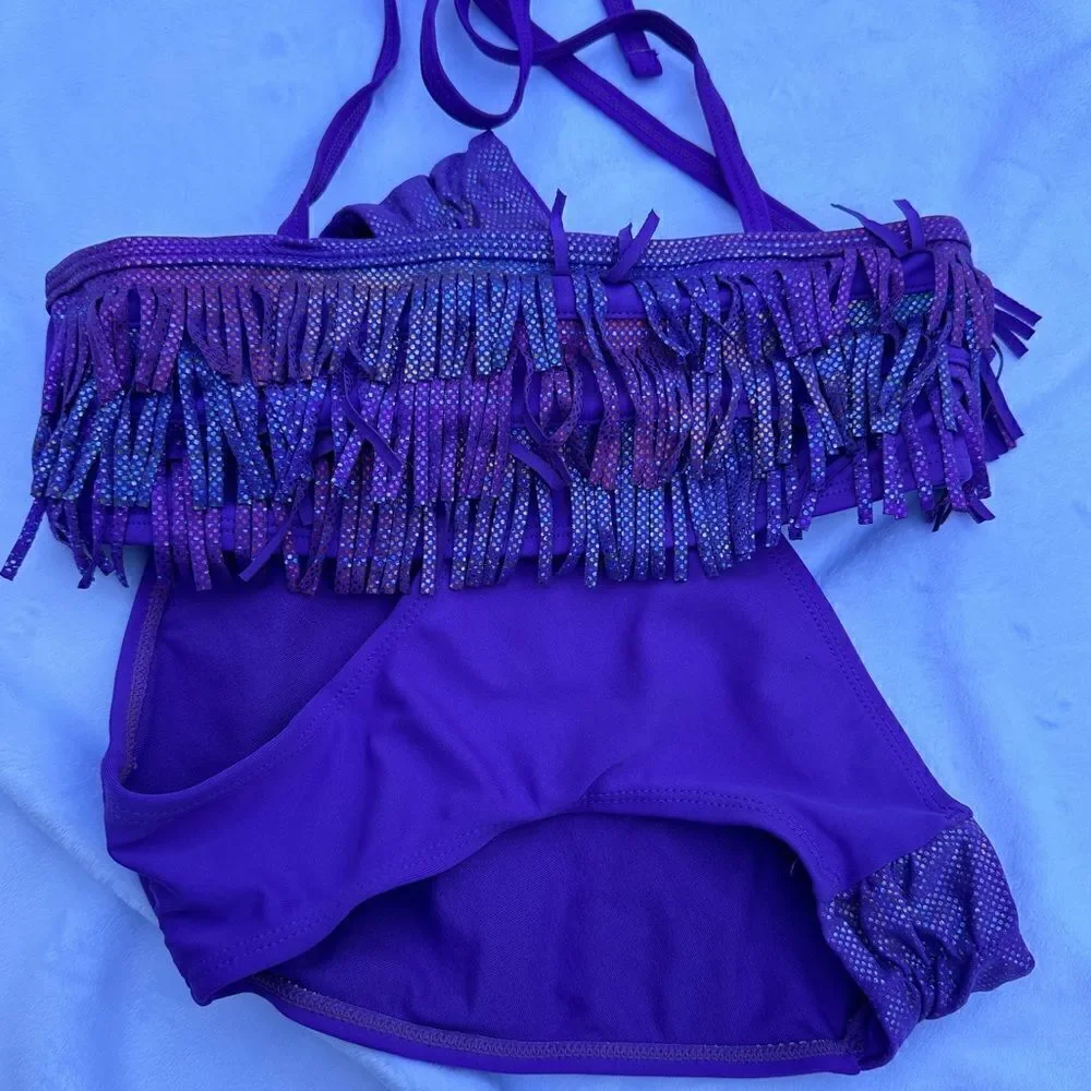 Kids Purple Tassels Bikini